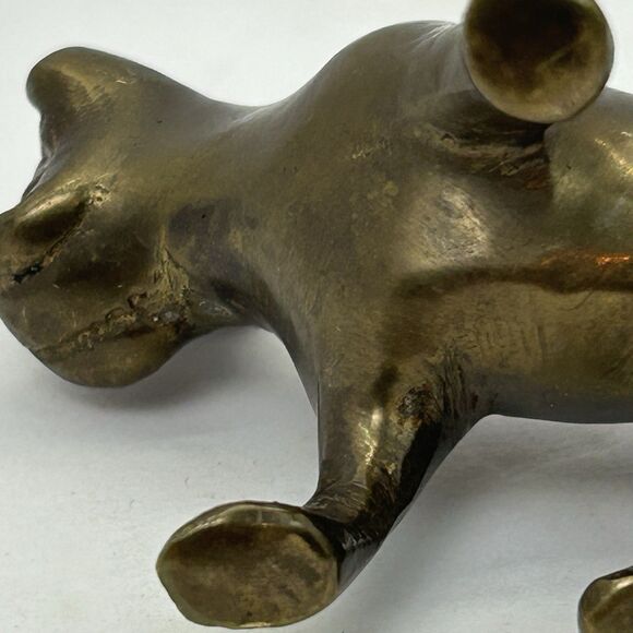 Vintage Solid Brass Sitting Bulldog Figurine 1 5/8” Tall 2 1/4” Long - Picture 5 of 11